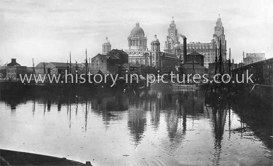 Liver Building taken from Canning Dock, Liverpool. C.1908